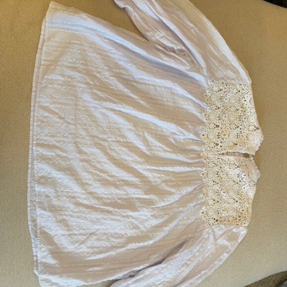 Gap Crochet Lace-Trim Mockneck Blouse white romantic Goth cotton blend boho:XXL - Picture 2 of 5